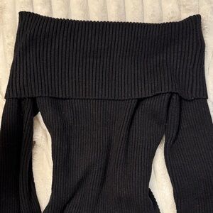 Elegant Black Off-Shoulder Sweater